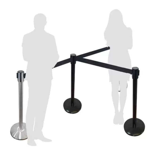 BARRIÈRE PUBLICITAIRE À CEINTURE RÉTRACTABLE COULEUR 'BARU' - noir