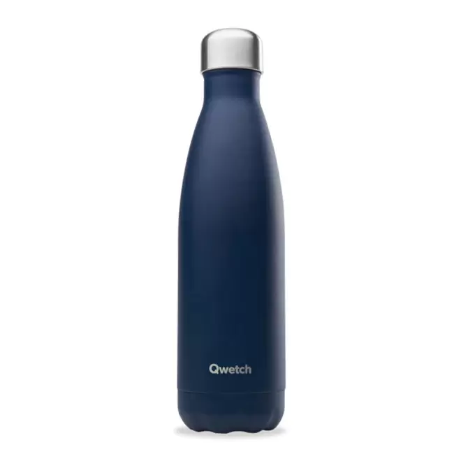 BOUTEILLE ISOTHERME PERSONNALISABLE INOX '500 ML QWETCH®' - bleu marine