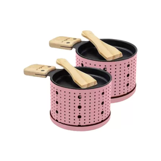 SET DE 2 RACLETTE A LA BOUGIE PERSONNALISABLE 'COOKUT' - rose