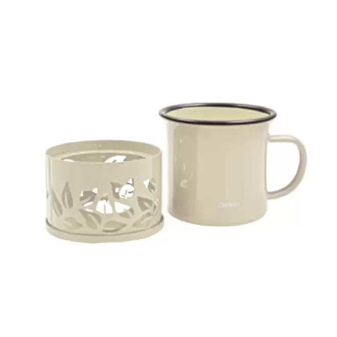 MUG EMAILLE PERSONNALISABLE SUPPORT CHAUFFANT 'COOKUT' - beige