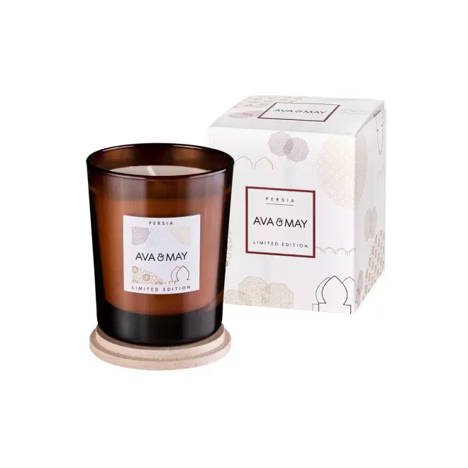 BOUGIE PARFUMEE VERRE ET BAMBOU PERSONNALISABLE 'AVA MAY' - perse