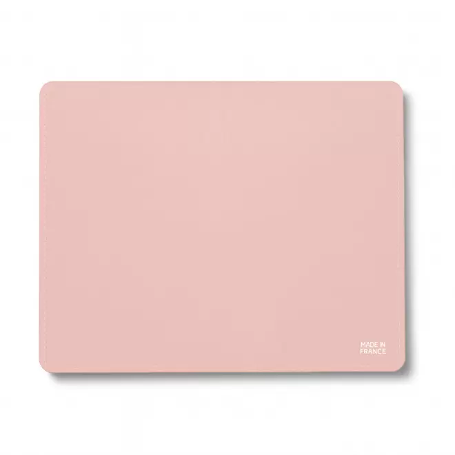 TAPIS DE SOURIS CUIR RECYCLE PERSONNALISE 'EPURE' - rose