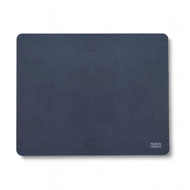 TAPIS DE SOURIS CUIR RECYCLE PERSONNALISE 'EPURE' - bleu jean