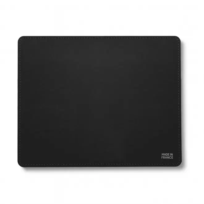 TAPIS DE SOURIS CUIR RECYCLE PERSONNALISE 'EPURE' - noir charbon