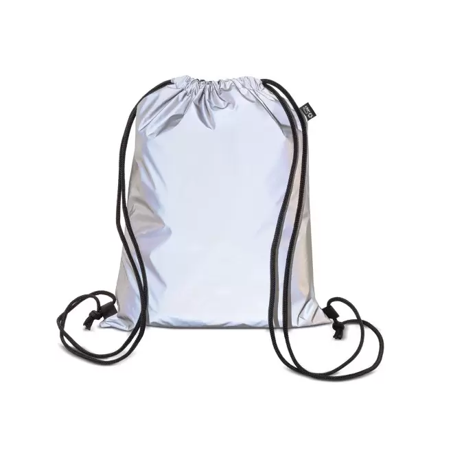 SAC CORDELETTES RPET REFLECHISSANT PERSONNALISE 'FRACI' - argenté/noir