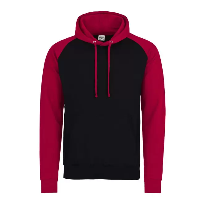 SWEAT CAPUCHE PERSONNALISABLE MIXTE 'VARSITA' - noir/rouge