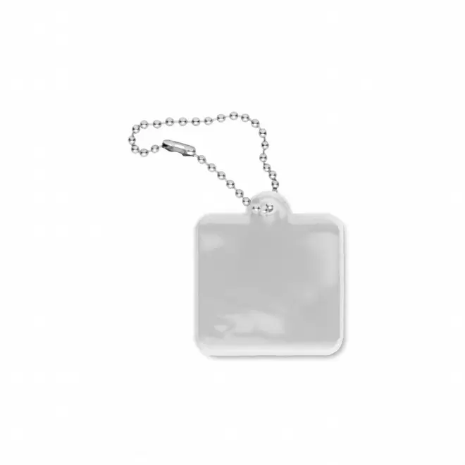 PORTE CLES REFLECHISSANT PERSONNALISE 3x3 'OVIO FORME' - blanc