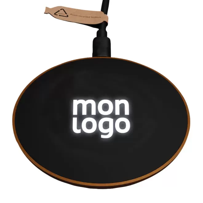 CHARGEUR À INDUCTION PUBLICITAIRE 10W ANTIBACTÉRIEN SCX® AVEC LOGO LUMINEUX 'HAMES' - noir/blanc