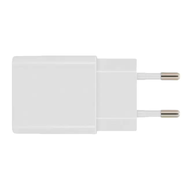 CHARGEUR SECTEUR PERSONNALISÉ 2 PORTS USB 2,4A AKASHI® 'TULO' - blanc