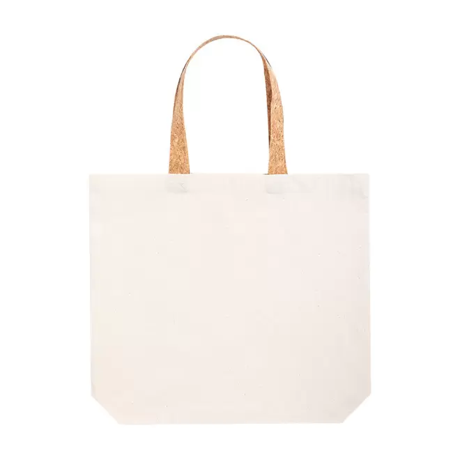 SAC SHOPPING PUBLICITAIRE EN COTON ET ANSES LONGUES EN LIÈGE 'EULALIA' 180 GR/M² - naturel