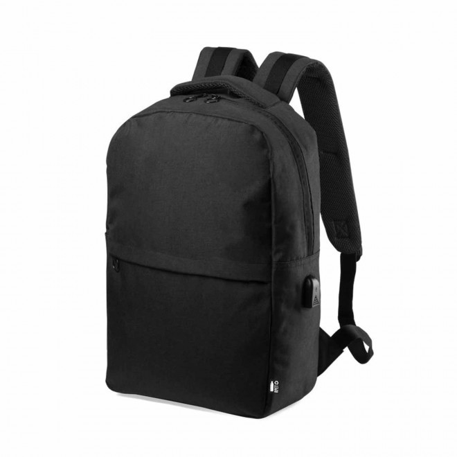 SAC À DOS PERSONNALISABLE CONNECTÉ POUR ORDINATEUR 'KOUBAN' - noir