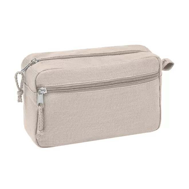 TROUSSE DE TOILETTE PUBLICITAIRE EN CHANVRE 'JEANNETTE' - beige