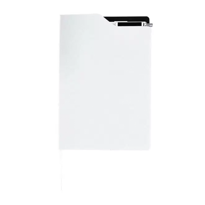 CARNET A5 RIGIDE RPET PERSONNALISE STYLO 'KURT' - blanc