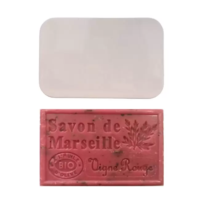 SET PERSONNALISABLE SAVON ET BOITE METAL 'OLIVIA BOITE' - vigne rouge