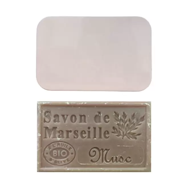 SET PERSONNALISABLE SAVON ET BOITE METAL 'OLIVIA BOITE' - musc
