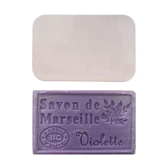 SET PERSONNALISABLE SAVON ET BOITE METAL 'OLIVIA BOITE' - violette