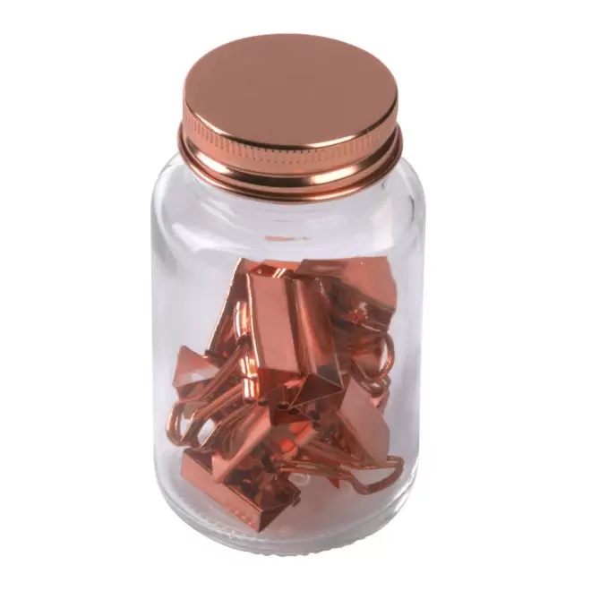 BOCAL PERSONNALISE DE 20 PINCES A DOCUMENTS CUIVRE 'DOCKI' - transparent