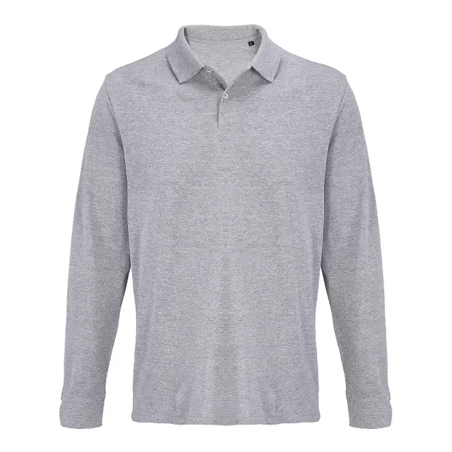 POLO MIXTE COULEUR PERSONNALISE 'PACIFIC LSL' - gris chiné