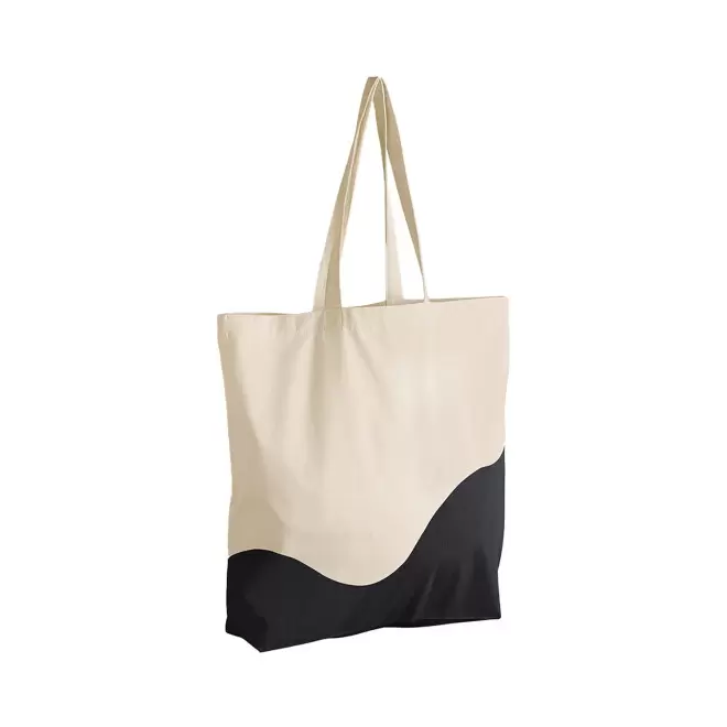 SAC SHOPPING PERSONNALISABLE COTON BICOUL 'MINAJ' - naturel/noir