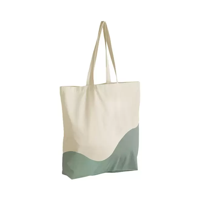 SAC SHOPPING PERSONNALISABLE COTON BICOUL 'MINAJ' - naturel/vert