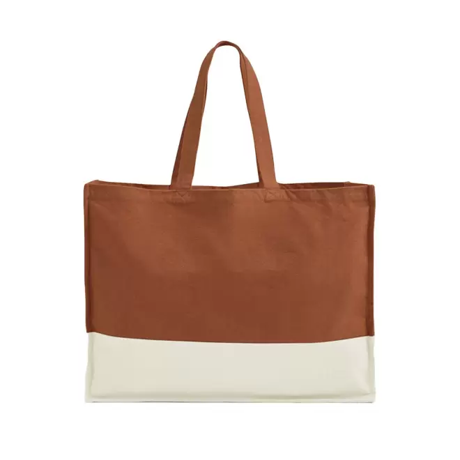 SAC SHOPPING SOUFFLET PERSONNALISABLE BICOULEUR 'NIKKIE' - terracotta/naturel