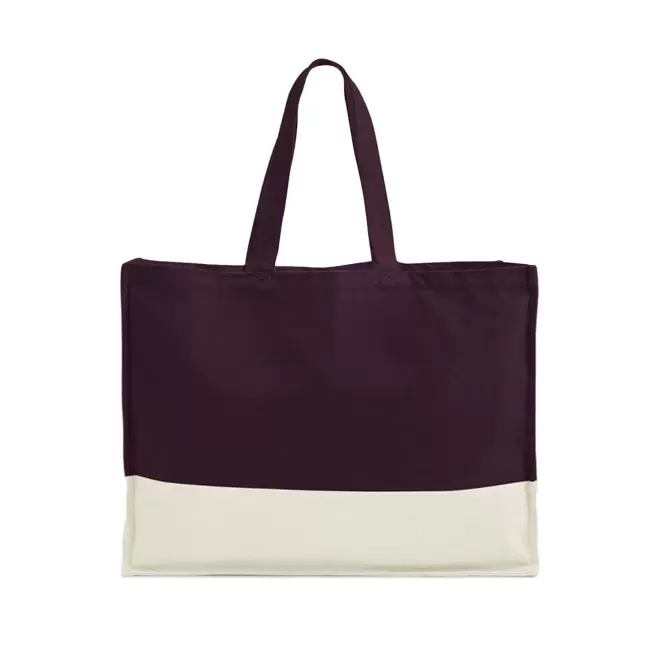 SAC SHOPPING SOUFFLET PERSONNALISABLE BICOULEUR 'NIKKIE' - bordeaux/naturel