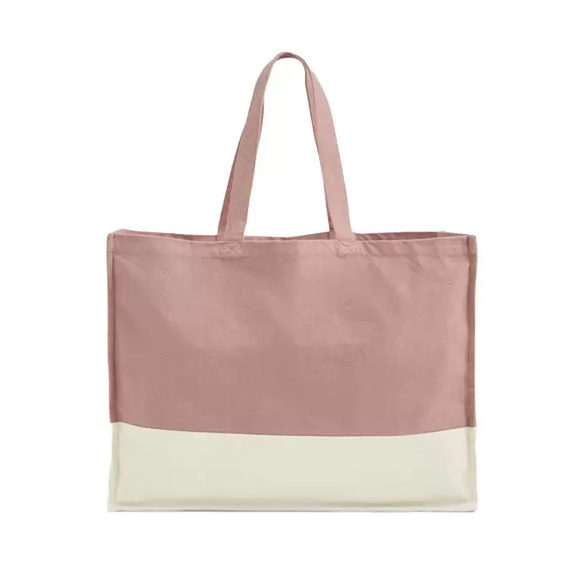 SAC SHOPPING SOUFFLET PERSONNALISABLE BICOULEUR 'NIKKIE' - rose/naturel