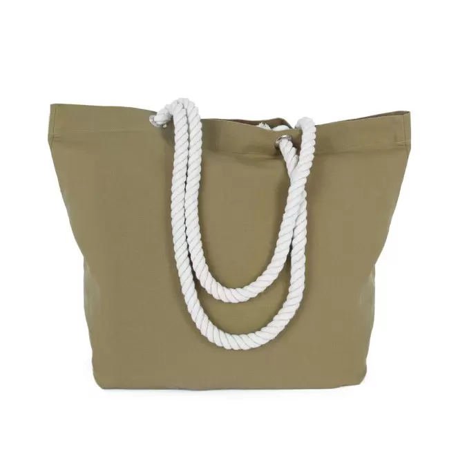 CABAS COTON AVEC CORDES PERSONNALISE 'EVER' - kaki