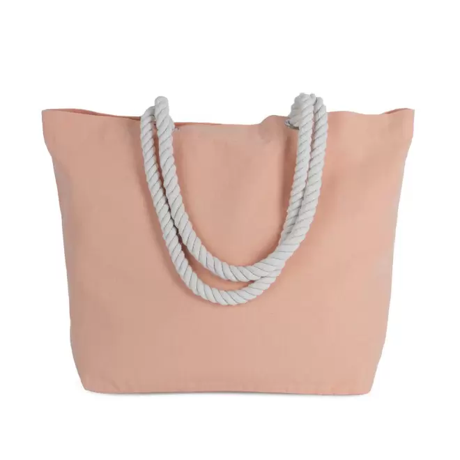 CABAS COTON AVEC CORDES PERSONNALISE 'EVER' - pêche