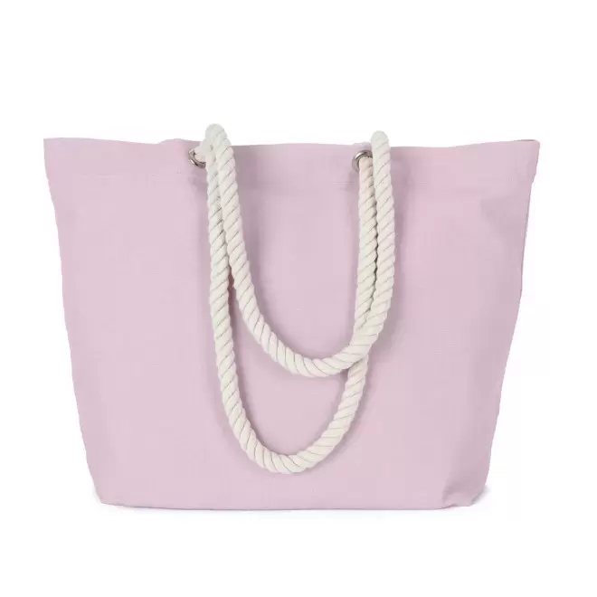 CABAS COTON AVEC CORDES PERSONNALISE 'EVER' - rose