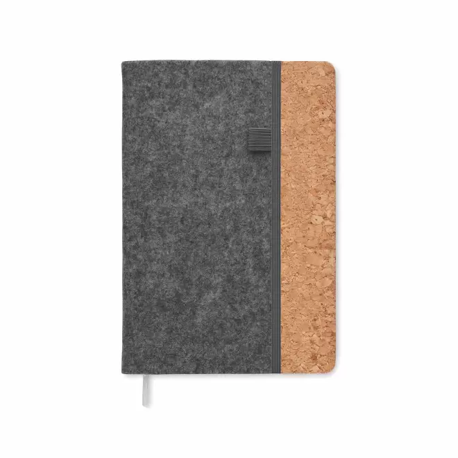 CARNET A5 FEUTRE RPET PERSONNALISABLE 'SELSA' - gris fonce