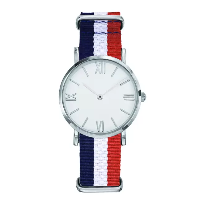 MONTRE FEMME PERSONNALISABLE 'AXELLE' - chrome/bleu/blanc/rouge