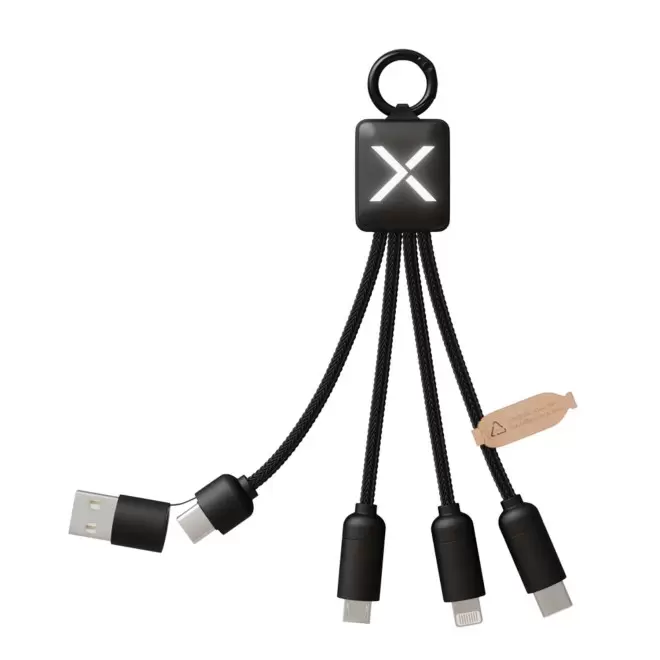CÂBLE DE CHARGE PERSONNALISABLE 5 EN 1 SCX® LOGO LUMINEUX 'ANAT SMART' - carré