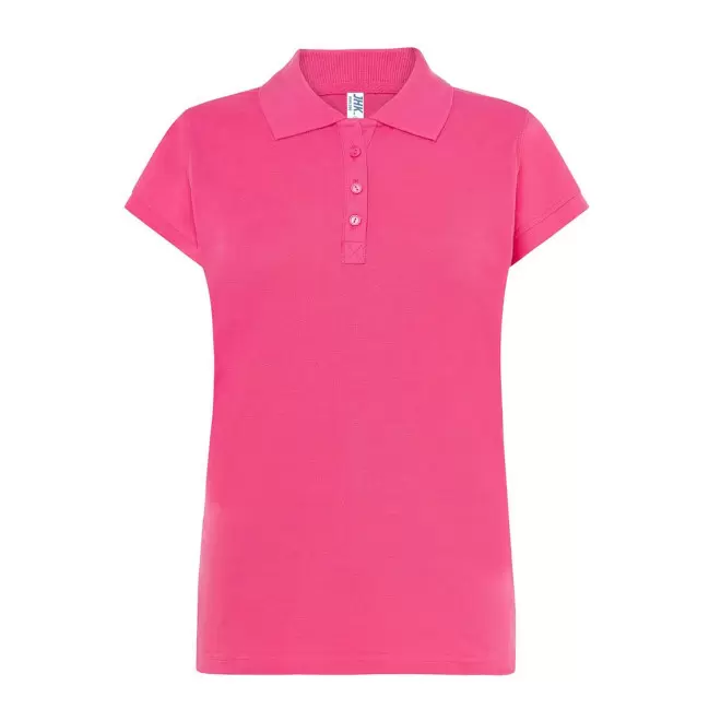 POLO FEMME COULEUR PERSONNALISABLE 210G 'JHK ESSENTIAL' - rose bonbon