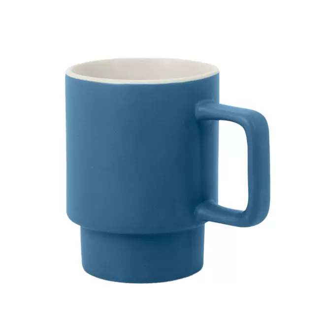 MUG PUBLICITAIRE CERAMIQUE EMPILABLE 330ML 'PAPULA' - bleu