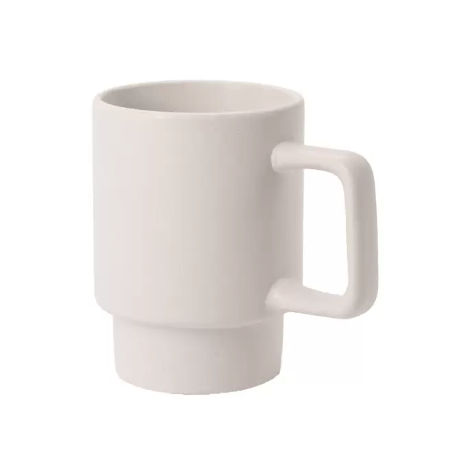 MUG PUBLICITAIRE CERAMIQUE EMPILABLE 330ML 'PAPULA' - blanc