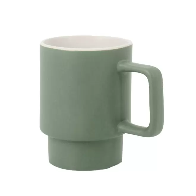 MUG PUBLICITAIRE CERAMIQUE EMPILABLE 330ML 'PAPULA' - vert kaki