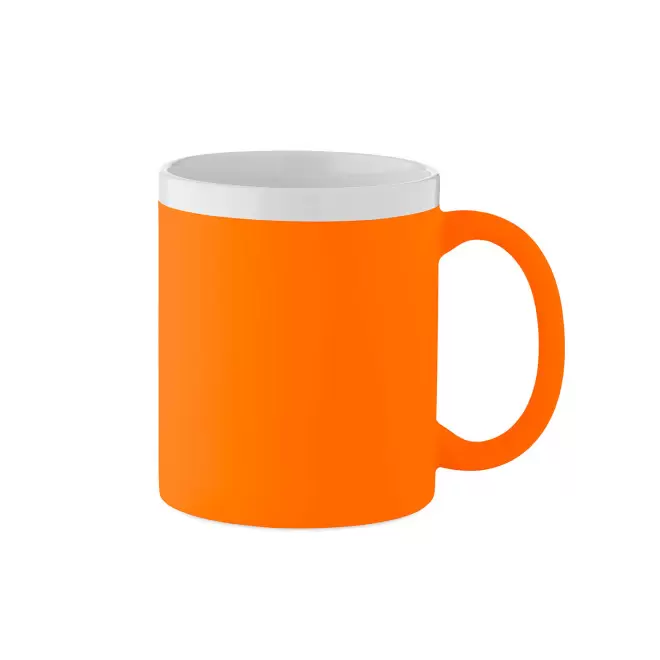 MUG CERAMIQUE INTERIEUR BLANC PERSONNALISABLE 'SOFT COLOR FLUO' - orange