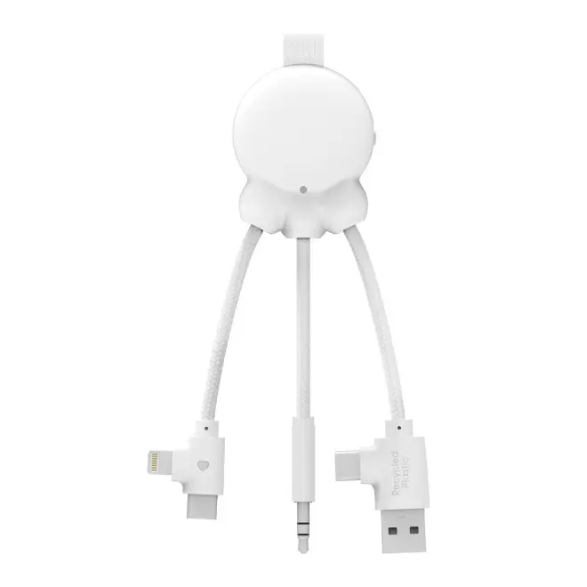 CABLE CHARGE 3 EN 1 PERSONNALISABLE BLUETOOTH 'OCTOPUS BT' - blanc