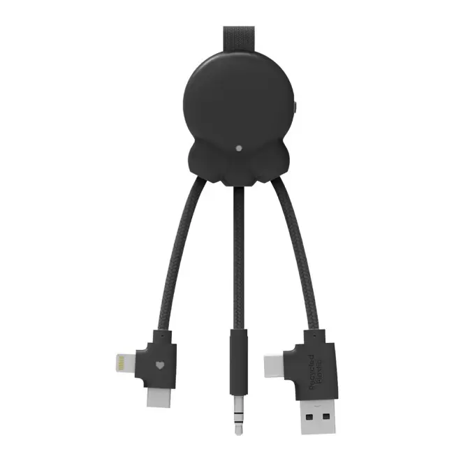 CABLE CHARGE 3 EN 1 PERSONNALISABLE BLUETOOTH 'OCTOPUS BT' - noir