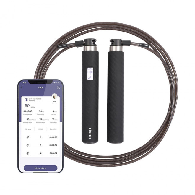 CORDE À SAUTER PUBLICITAIRE CONNECTÉE 'SALTO' - noir