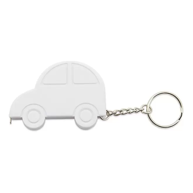 PORTE-CLES PERSONNALISABLE METRE RUBAN 'DANO VOITURE 1M' - blanc