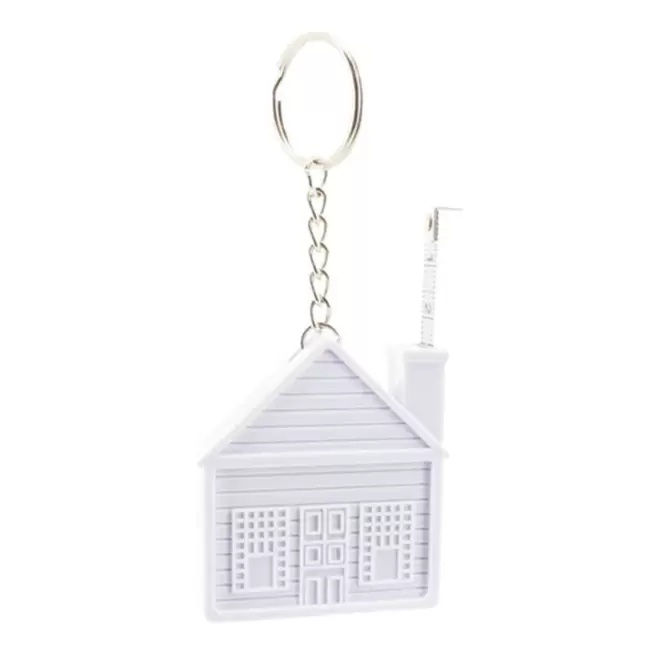 PORTE-CLES PERSONNALISABLE METRE RUBAN 'DANO MAISON 1M' - blanc