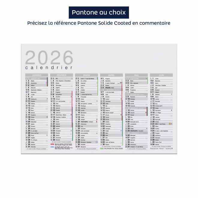 CALENDRIER SOUPLE A2 À A5 'ASTERO' - pantone