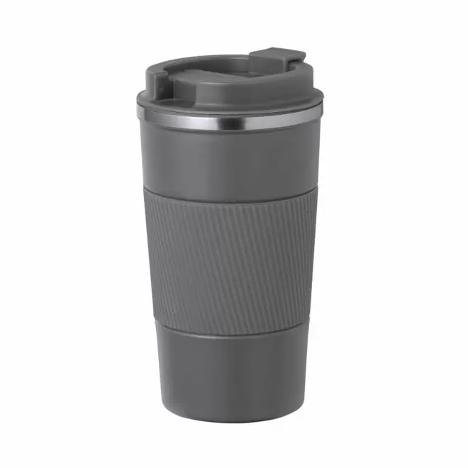 MUG ISOTHERME PERSONNALISABLE AVEC GRIP 400ML 'TOODI GRIP' - gris