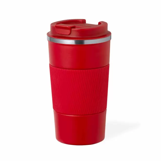 MUG ISOTHERME PERSONNALISABLE AVEC GRIP 400ML 'TOODI GRIP' - rouge