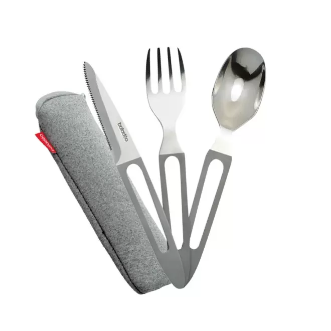 SET DE COUVERTS PERSONNALISÉS EN MÉTAL 'TIMO' - gris