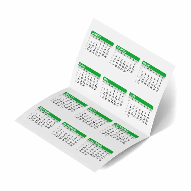 EXPRESS 72H - CALENDRIER POCHE PERSONNALISABLE 'FOLDO'  - vert