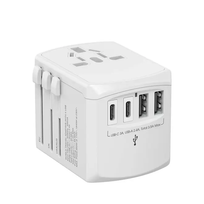  ADAPTATEUR DE VOYAGE PERSONNALISABLE 'TRIPPER' - blanc