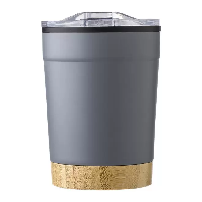 GOBELET EN ACIER ET BAMBOU 300ML PERSONNALISABLE 'SAPIA' - gris